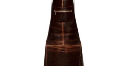 SID & VAIN Lederschürze HEATHROW - Unisex Kochschürze groß - Grillschürze im Vintage-Look Damen Herren echt Leder braun-cognac