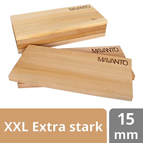 MAVANTO® XXL Grillbretter Räucherbretter - Kanadisches Zedernholzbrett zum Grillen - EXTRA DICK (30x14x1,5cm) langlebig & wiederverwendbar (6er Set)