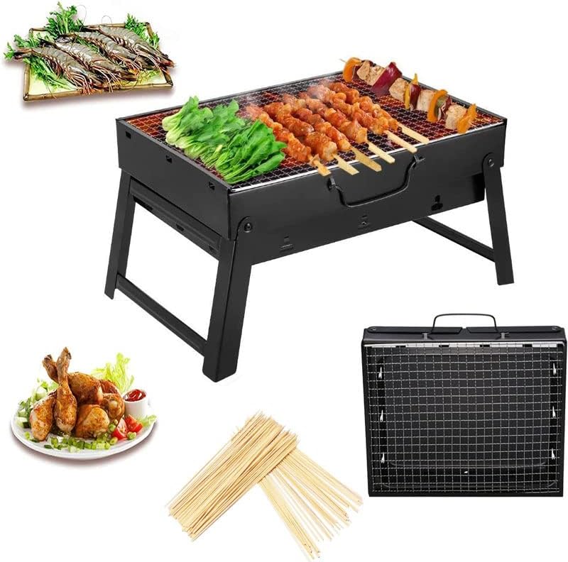 Grill Holzkohlegrill BBQ Portable,Holzkohle Smoker Char Broil BBQ Pit Grill für Outdoor Camping,Abnehmbare BBQ Grills Klappgrill Minigrill für Outdoor Terrasse Camping (Klein)