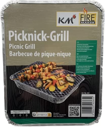 KM Firemaker Einweggrills mit 450 g Holzkohle und Anzündpapier/Picknick/Grill/Instant Picknickgrill Art. 365 (12)