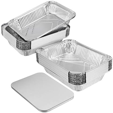 WeiCYN 20pcs Einweg-Grill Drip-Wannen-Behälter mit Deckel aus Aluminium Foil Tin-Liner for Fettauffangwannen Ersatz Liner Wannen-Küche-Werkzeug