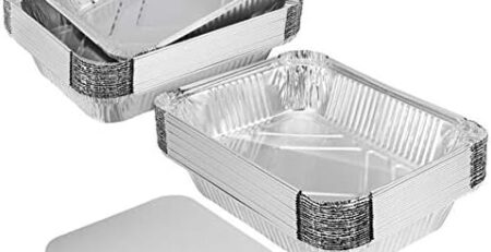WeiCYN 20pcs Einweg-Grill Drip-Wannen-Behälter mit Deckel aus Aluminium Foil Tin-Liner for Fettauffangwannen Ersatz Liner Wannen (Size : 229 x 170 x 46 mm)