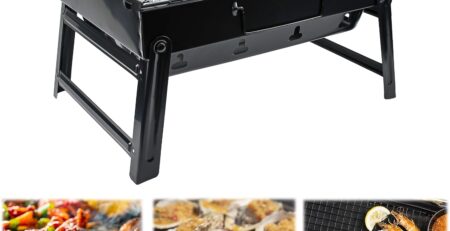 CAREDGO Holzkohlegrill Faltbar Campinggrill Klappgrill Holzkohle Tischgrill Klappbar Reisegrill 35*27*20cm Tragbarer Grill Holzkohle Camping Picknick Grill Kleiner Kohlegrill für Outdoor Party BBQ