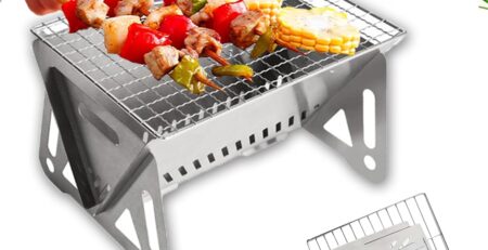 LIBRNTY Grill Klappgrill Campinggrill,mit Kohle- und Grillrost,Tragbarer Abnehmbare BBQ-grill für Outdoor, Camping, Reise, Festival, Picknick Für 1-2 Personen,21x13x13cm,praktisch,tragbar