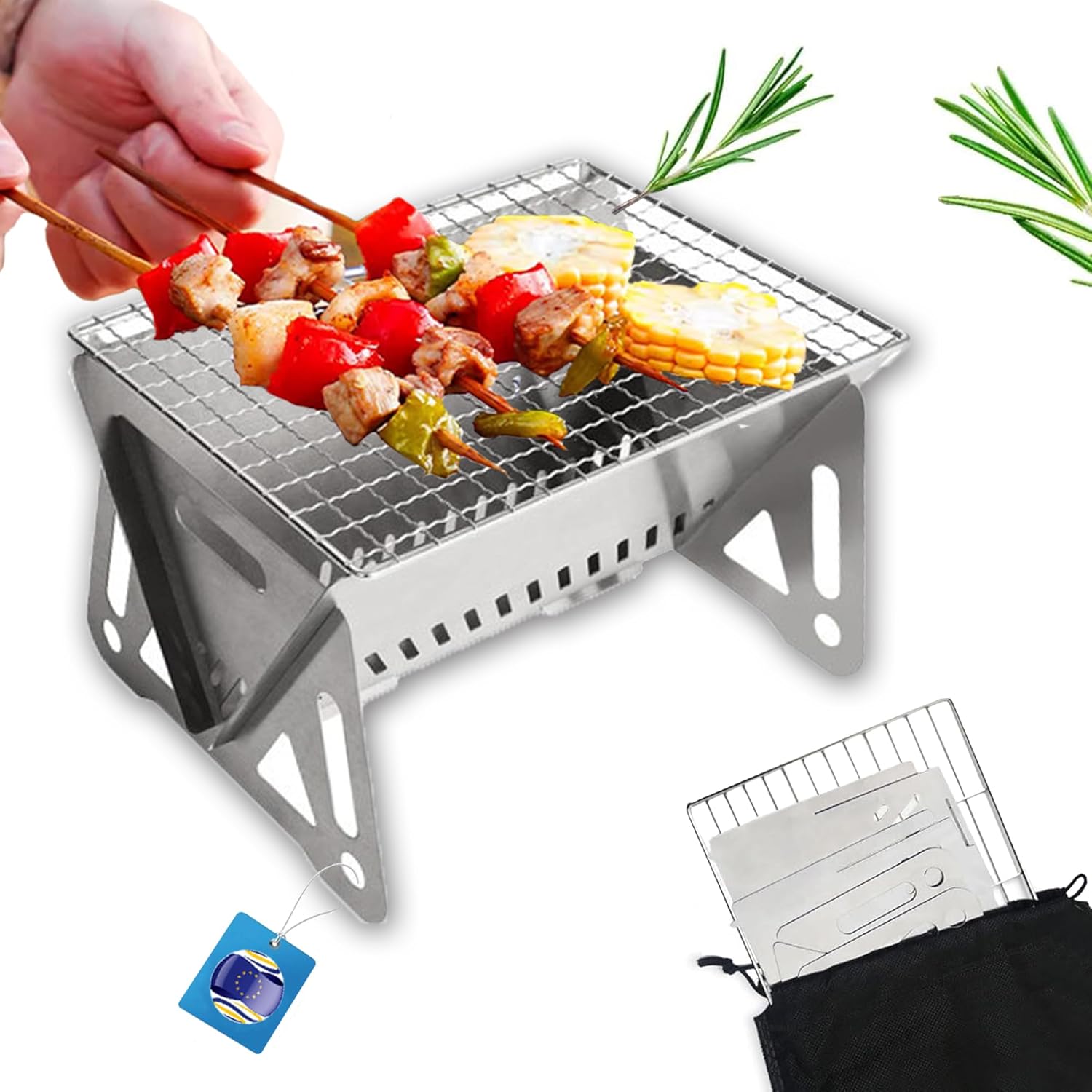 LIBRNTY Grill Klappgrill Campinggrill,mit Kohle- und Grillrost,Tragbarer Abnehmbare BBQ-grill für Outdoor, Camping, Reise, Festival, Picknick Für 1-2 Personen,21x13x13cm,praktisch,tragbar