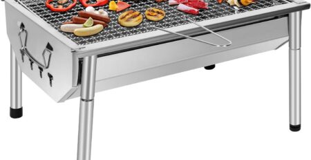 SunJas Picknickgrill Edelstahl Holzkohlegrill Kleiner Grill Portable Campinggrill Abnehmbare BBQ Grills für Outdoor Garten Party usw. (40 x 28 x 21.5 cm)