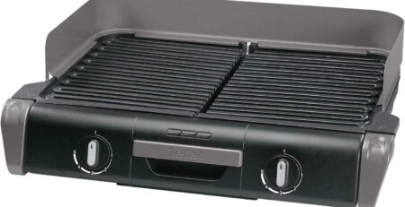 Tefal Elektrogrill Family TG8000 | Tischgrill/BBQ | zwei getrennte Grillroste mit stufenlosen Thermostaten | individuell regulierbar | Spülmaschinengeeignet | 2400W | Schwarz/Silber