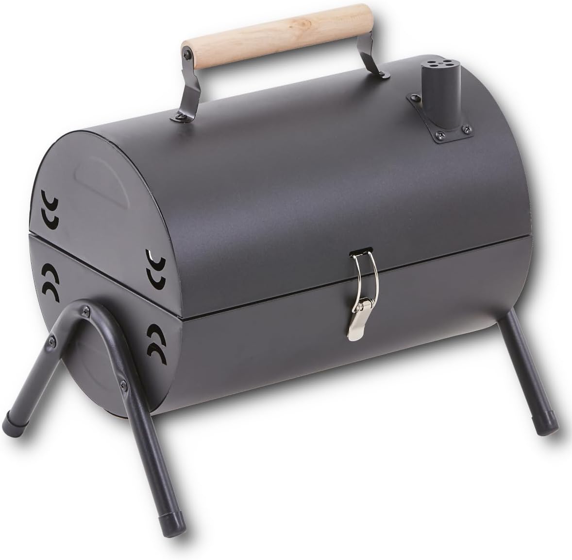 HOOZ Klappbarer Edelstahl Holzkohlegrill mit Deckel Schwarz - mobiler Holzkohle Klappgrill perfekt für Barbecue, Camping, Picknick und Festival - für Holzkohle und Briketts - Outdoor Kohlegrill