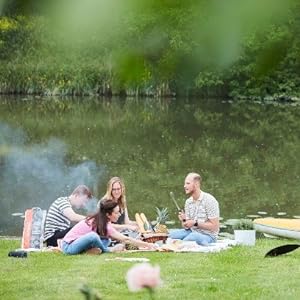 rauch-frei-er holz-kohle-grill tisch-grill terassen-grill balkon abdeck-haube aktiv-be-lueftung
