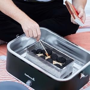rauch-frei-er holz-kohle-grill tisch-grill terassen-grill balkon abdeck-haube aktiv-be-lueftung