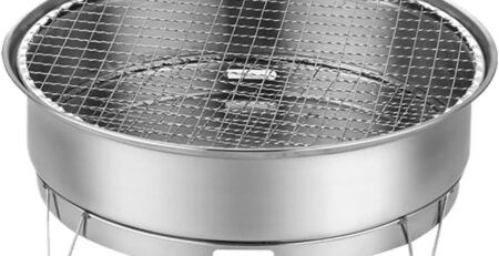 Edelstahl BBQ Grill - Outdoor Holzkohlegrill für Camping und Picknick - Tragbarer Einweggrill für einfaches Kochen im Freien