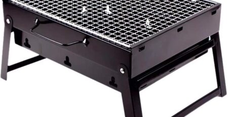 Barbecue Mini-Haushalts-Holzkohlegrill, zusammenklappbar, tragbar, Einweg-Grill, Outdoor-Stahlofen, tragbarer Grill (schwarz 43 x 29 cm) (schwarz 43 x 29 cm) (schwarz 43 x 29 cm)