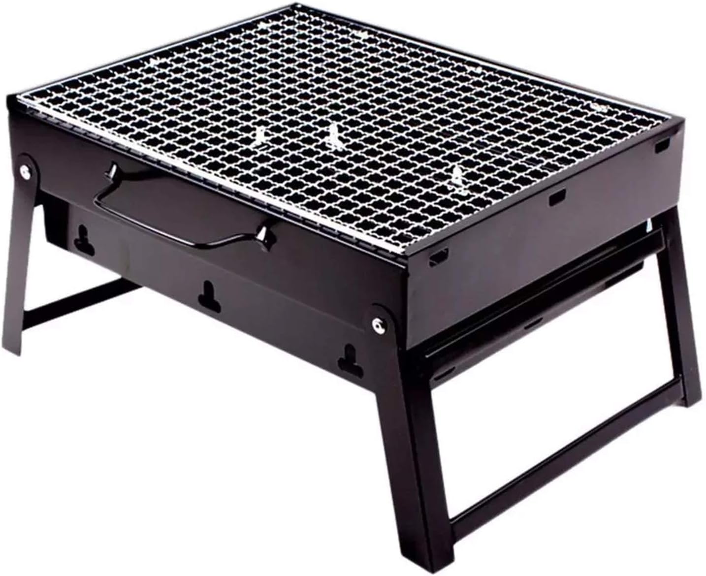 Barbecue Mini-Haushalts-Holzkohlegrill, zusammenklappbar, tragbar, Einweg-Grill, Outdoor-Stahlofen, tragbarer Grill (schwarz 43 x 29 cm) (schwarz 43 x 29 cm) (schwarz 43 x 29 cm)