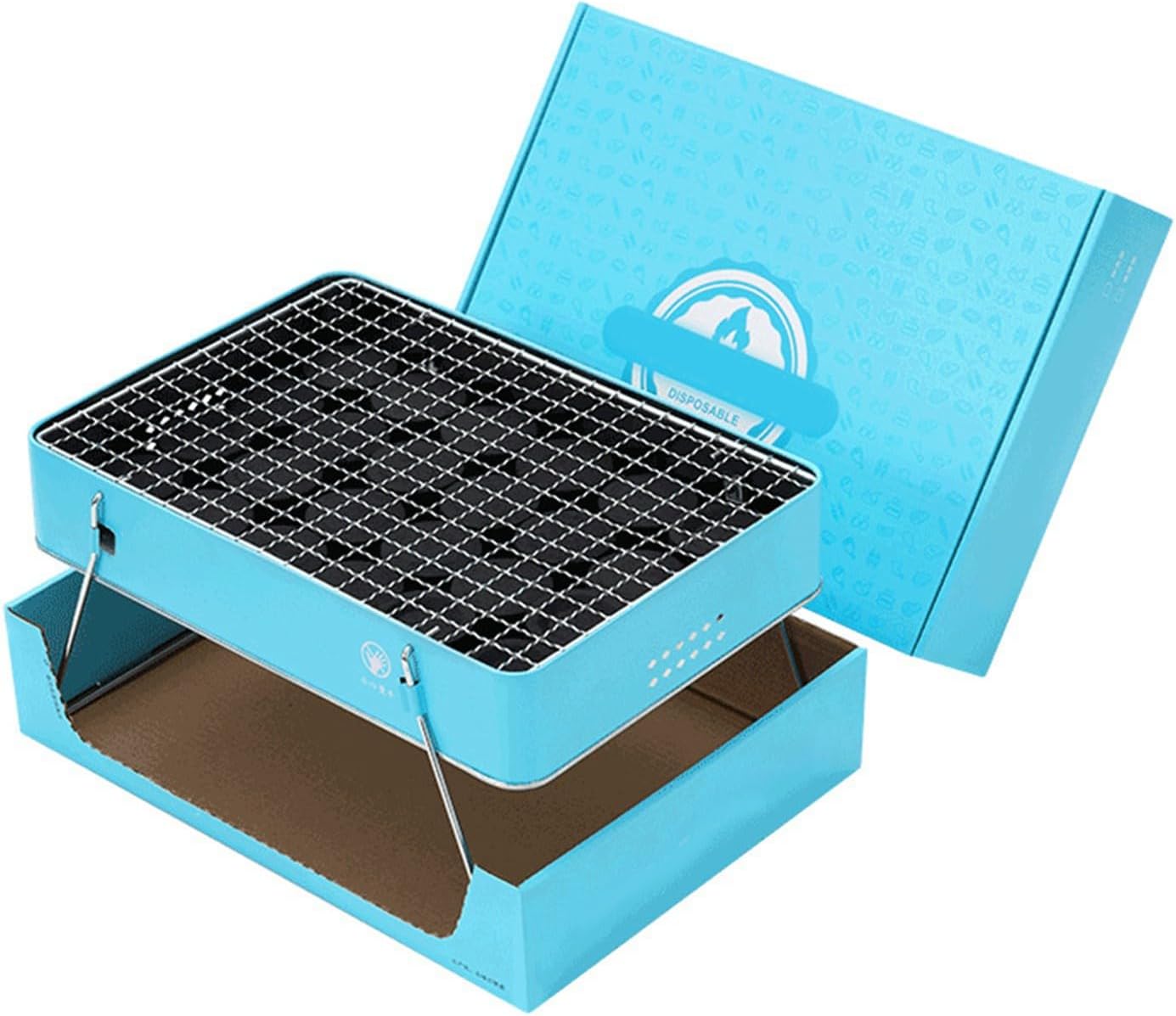 Holzkohlegrill Klein Outdoor Picknick Campinggrill Tischgrill Tragbarer Reisegrill Klappgrill Tischgrill Einweggrill Mit Kohle Set FüR Picknick, Garten, Terrasse, Camping, Reisen 32 X 22.5 X 13cm