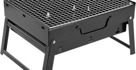Mini-Haushalts-Holzkohlegrill, Outdoor-Grill, Faltbarer Tragbarer Einweg-Grill, Kleiner Outdoor-Herd Aus Schwarzem Stahl
