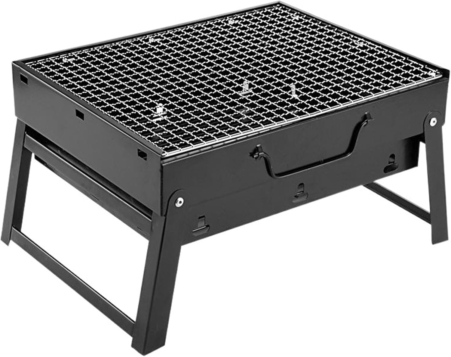 Mini-Haushalts-Holzkohlegrill, Outdoor-Grill, Faltbarer Tragbarer Einweg-Grill, Kleiner Outdoor-Herd Aus Schwarzem Stahl