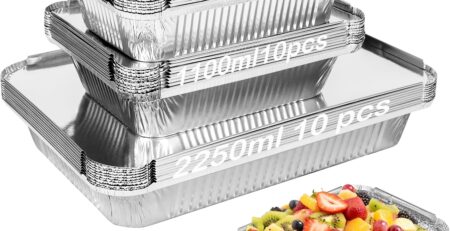 Notwoe 30 Stück Aluschalen Grill,Grillschalen Aluminium 2250ml/1100ml/800ml,Aluschalen Mit Deckel,Alu Grillschalen Wiederverwendbar,Grill Aluschalen Für Kochen,Rösten,Backen,Braten.