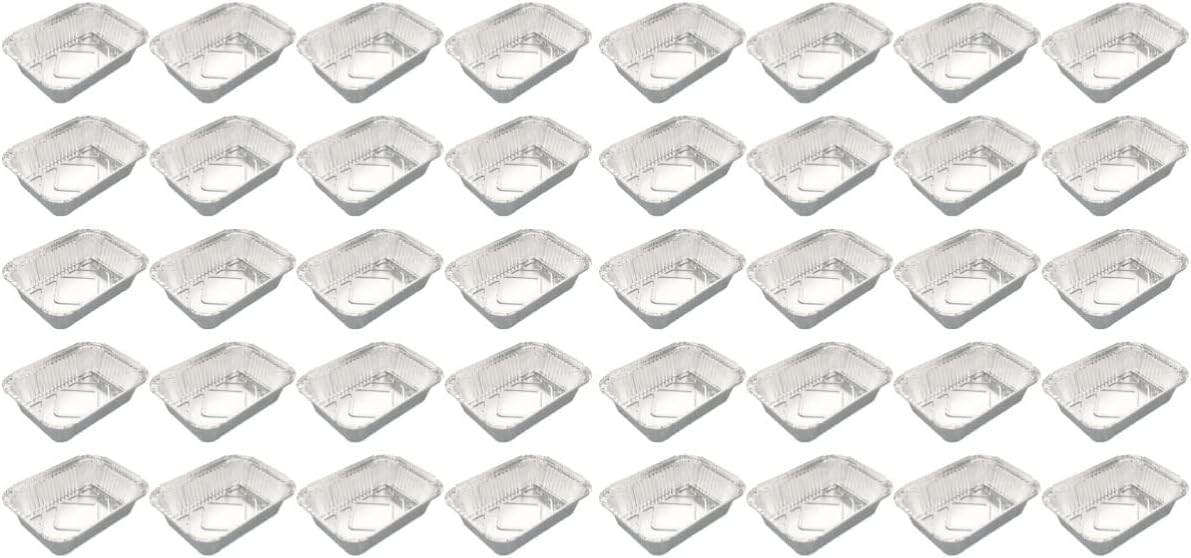 ABOOFAN 40 Stk Einweggrill Mini-Laibpfannen Einweg-Kochgeschirr Bratpfanne Warmhalteplatte Backform Ofenblech Schüttgut Kuchenform Brotdose Aluminiumfolie Alufolie