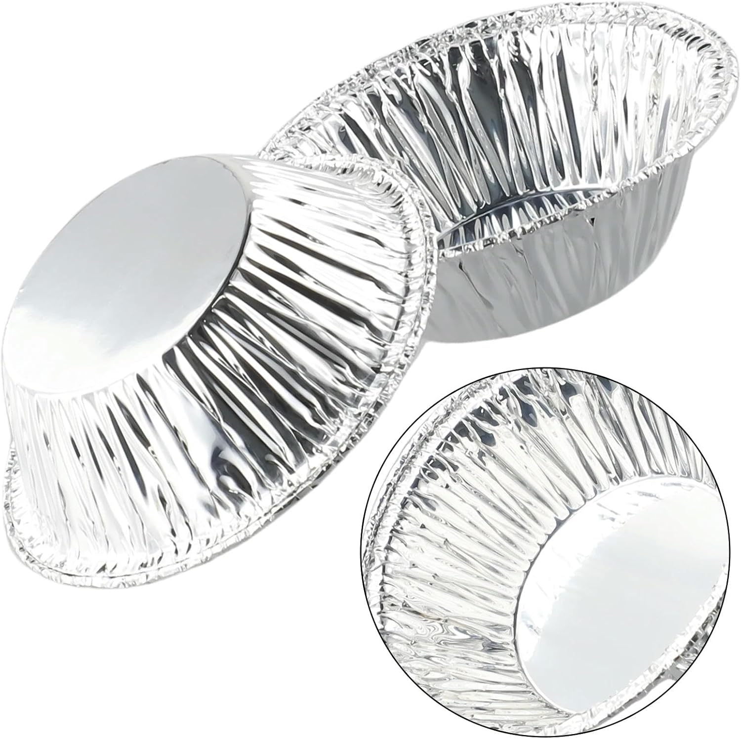 TVIVID 100 Stück Aluminiumfolie, 7,6 cm, Einweg-Tarteform, Mini-Topf, Kuchen-Backplatte, Aluminiumfolie, Puddingbecher, Einweggrill, Backen