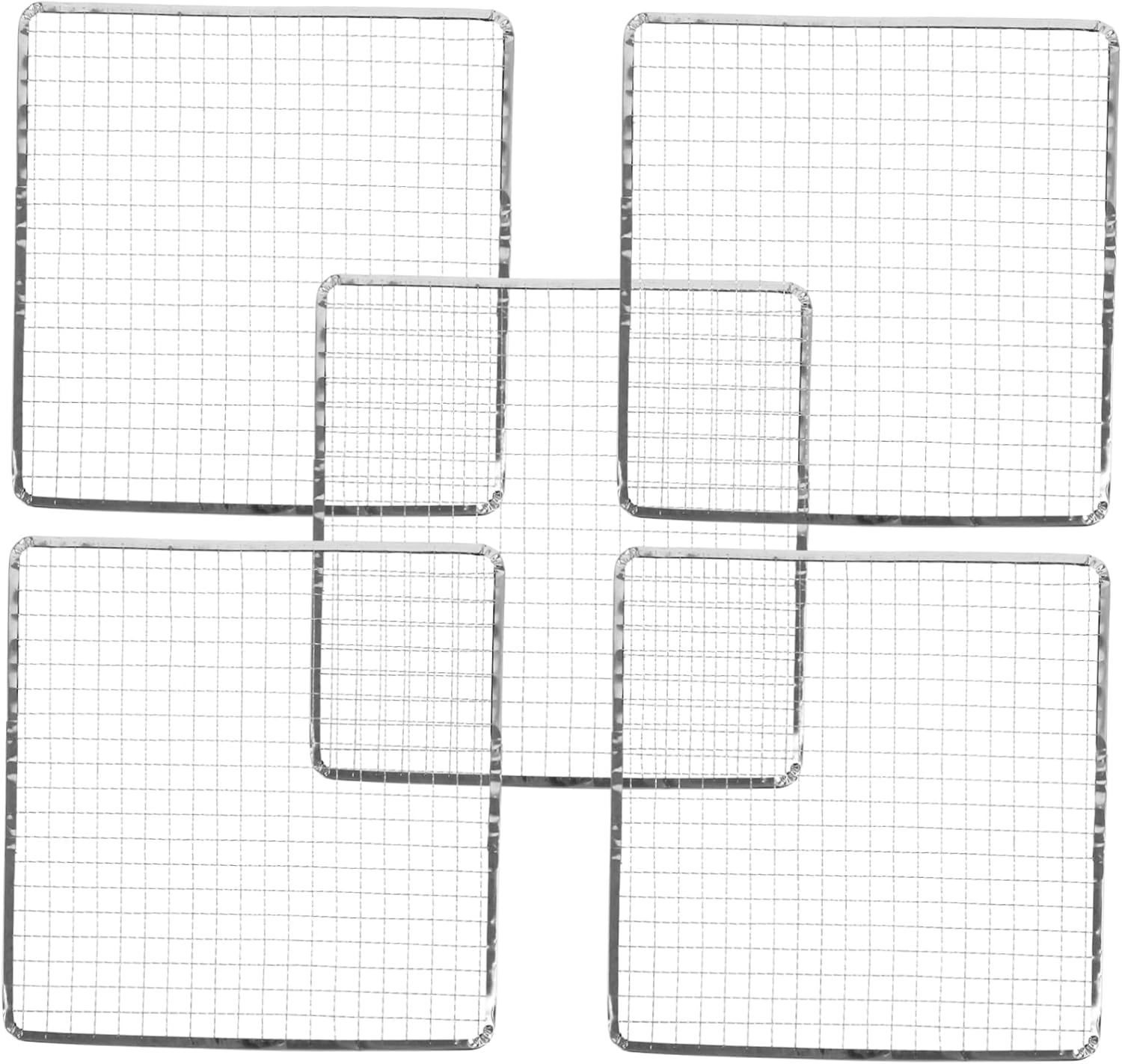 Milisten 1 Satz Einweg-Grill Grillfolie Grillmatte Grillabdeckung Grillunterlage Grillzubehör Grillset Holzkohlegrill Rechteckiges Grillnetz Outdoor-grillgitter Rostfreier Stahl Silver 5st