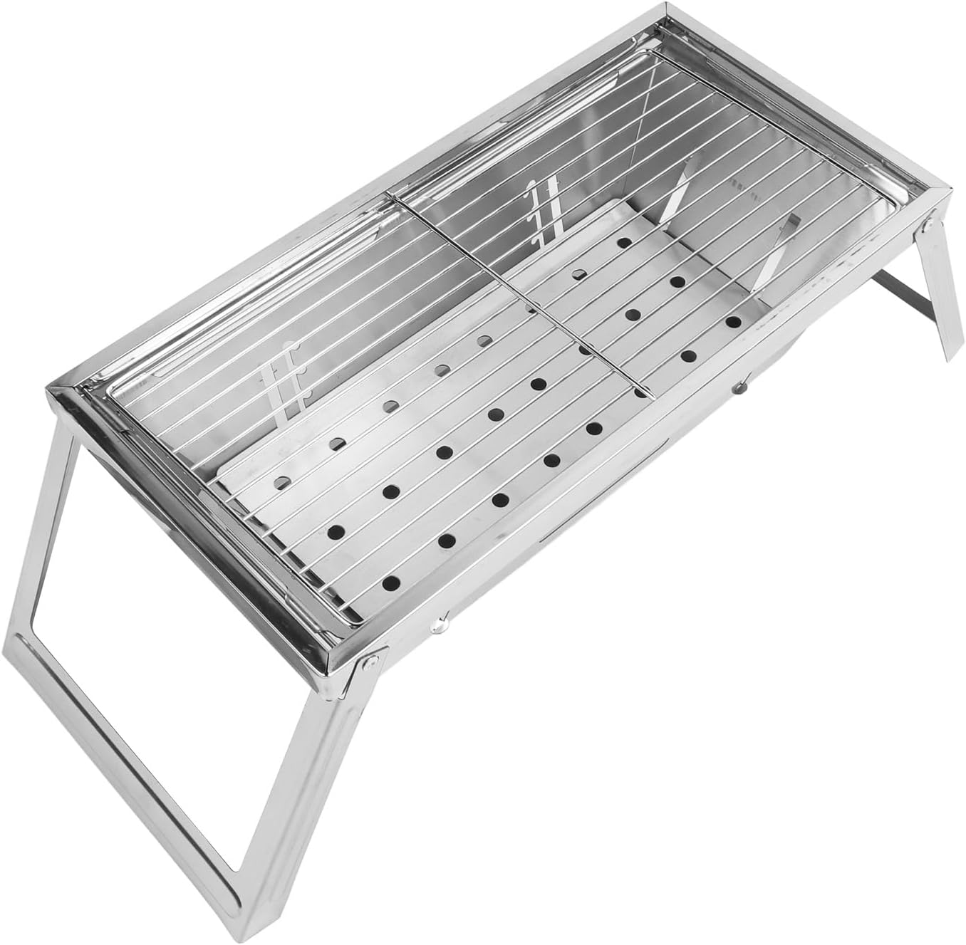 CHEOTIME Klappbarer Holzkohlegrill, Tragbarer Grill, Schreibtisch, Tischplatte, Outdoor, Edelstahl, Smoker, Grill Für Kochen Im Freien, Camping, Picknick, Strand