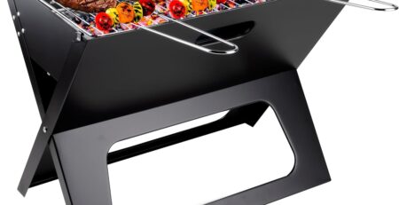 BBQ Collection Tischgrill Holzkohle - Camping-Grill - Faltbarer und tragbarer Barbecue - Barbecue mit separater Feuerschale und Grillrost - 46 x 36,5 x 28 cm