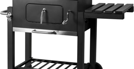 ACTIVA Holzkohlegrill Angular Guss inkl. Gusseisenrost I Holzkohlegrill mit Deckel, verstellbarer Kohlewanne & Thermometer I Grillwagen für ein gelungenes Barbecue