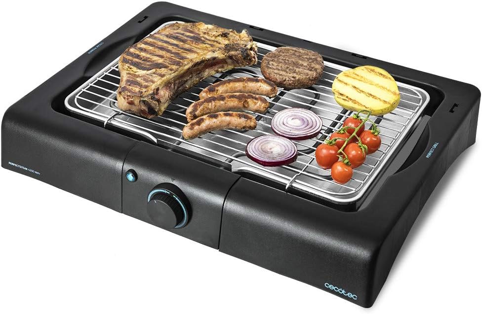 Cecotec PerfectSteak 4200 Way Elektrischer Grill. Tischgrill, Grillrost aus Edelstahl, Höhenverstellbar in 3 Stufen, Fettauffangschale, Verstellbare Temperatur, 2400 W.