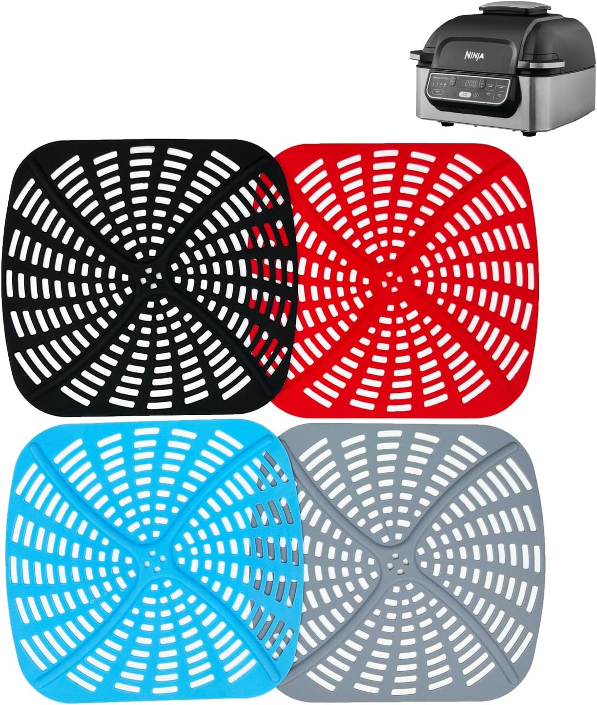 4Pcs Silikonform für Heißluftfritteuse für Ninja Foodi Health Grill und Heißluftfritteuse AG301EU, Antihaftbeschichtet Wiederverwendbar Silikoneinsatz Zubehör, 21 cm x 22 cm