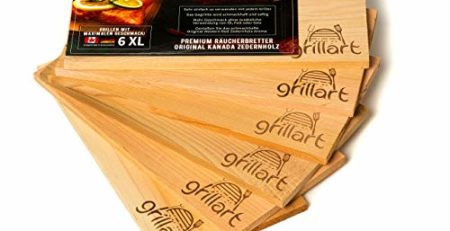 6 Pack XL Grillbretter - Zedernholzbrett zum Grillen - Räucherbretter aus Zedernholz von grillart® hergestellt aus 100% natürlichem Western Red Zedernholz für einen besonderen Grillgeschmack