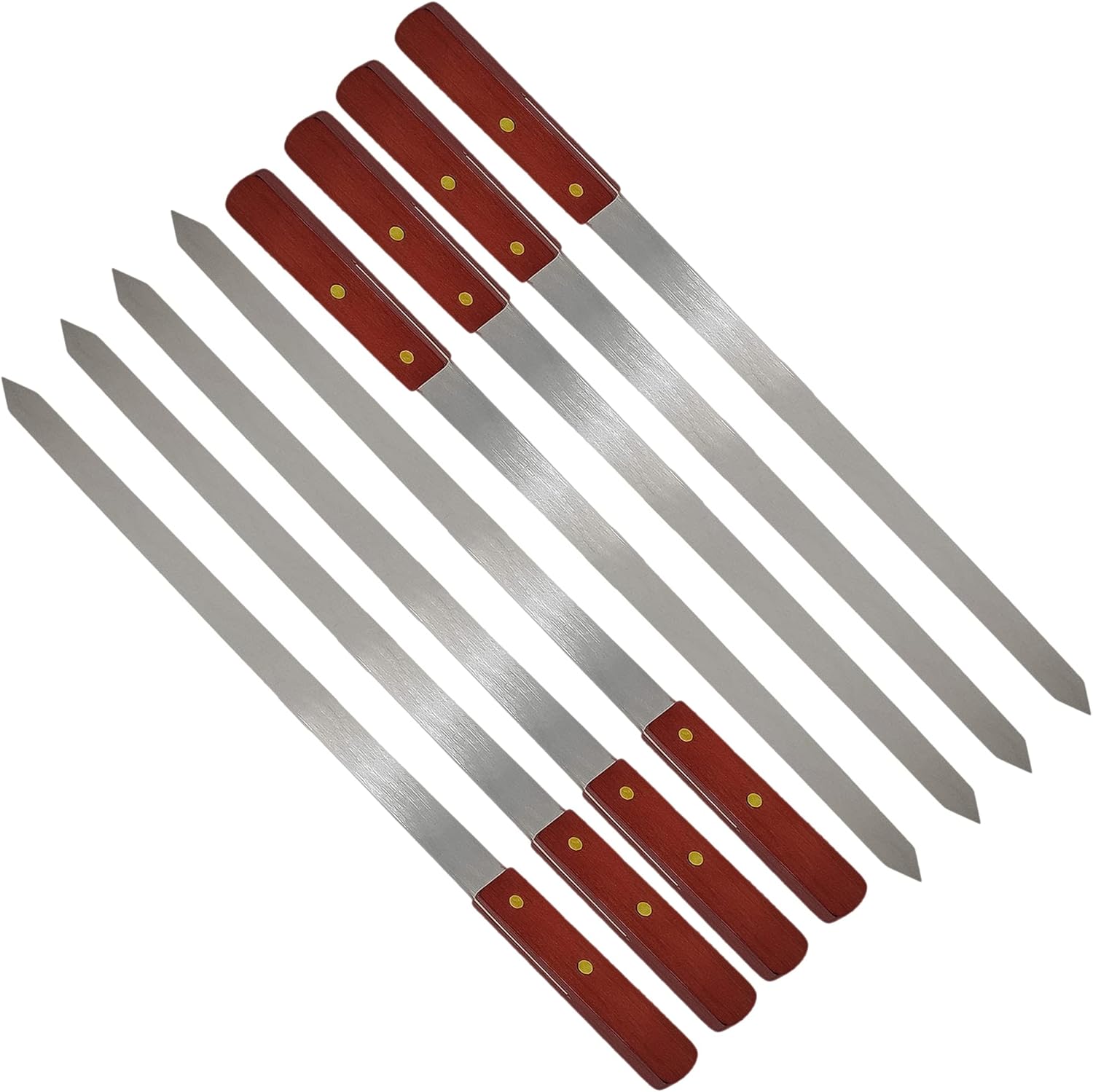 8 Stücke Flache Grillspieße Edelstahl, Adana Spieße, 60cm Fleischgabel Extra Lange Schaschlikspieße, Fleischspieße Grillzubehör für Grillbesteck