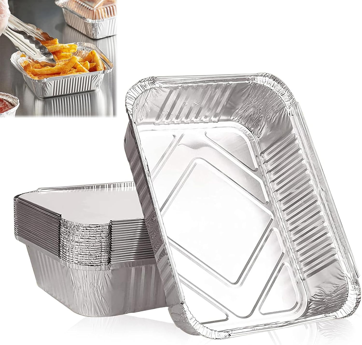 Alu Tropfschalen, 20 Veggie Aluschalen Grillschalen, Zubehör für Gasgrill, Kohlegrill & Elektrogrill als Fettauffangschale, Einwegschale aus Aluminium zum Grillen für Picknick, Grill, Ofen, 22 x 16 cm