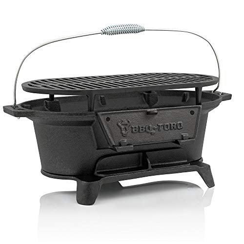 BBQ-Toro Gusseisen Grilltopf mit Grillrost | 50 x 25 x 23 cm | Hibachi Style Holzkohle Campinggrill
