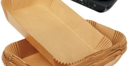 BYKITCHEN Airfryer Backpapier for Ninja Foodi MAX Grill und Heißluftfritteuse [AG551EU][AG551EUCP], Große Antihaft Heißluftfritteuse Backpapier, Airfryer Zubehör for Ninja Grill (100 Stück)