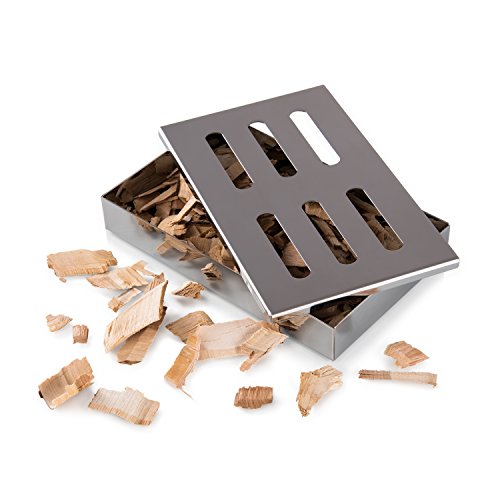 Blumtal Smoker Räucherbox aus rostfreiem Edelstahl - Gas-Grillzubehör oder Holzkohlegrill, 20x13x3,5cm, Silber