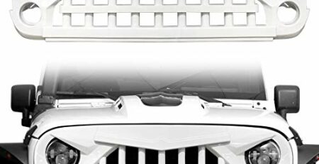 CStern Samurai Style Frontgrill Kühlergrill Kühlergitter Lüftungsgitter Glänzend Weiß für Jeep Wrangler JK 2007-2018