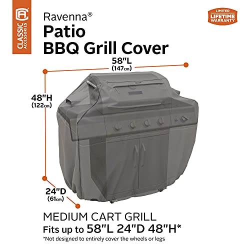 Classic Accessories Ravenna Medium Grill Cover and Large Rectangular/Oval Patio Table & Chair Set Cover Bundle - Premium Outdoor Covers with Durable Water Resistant Fabric (55-927-035103-EC)