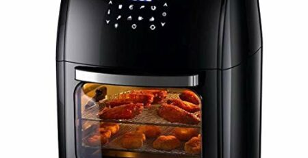 Digital Fry Air Fryer Toasterofen, Dörrgerät, mit 8 Voreinstellungen, inklusive Zubehör, zum Braten, Braten, Grillen, Backen, gesund ölfrei, 10 l, schwarz