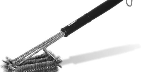 Enders PREMIUM GRILLBÜRSTE MIT EDELSTAHLBORSTEN 8814 Kunststoffgriff, Reinigung Stahlroste Gussroste Edelstahlroste, Grill-Zubehör, Gasgrill BBQ, schwarz