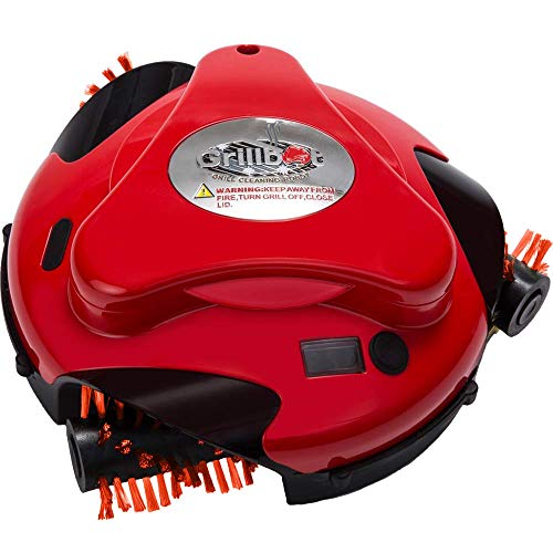 Grillbot | automatischer Grillreinigungsroboter mit Nylonbürsten - Grillreiniger - Grillbürste - Grillschaber - Grillzubehör für Grills mit Deckel (Rot)