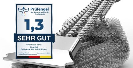 Grillbürste 3IN1 Grill Bürste Grill Reinigungsbürste Mit Schaber, Grillreinigungsbürste Edelstahl 45CM Extra Langer und PP Wärmedämmung Griff, Schwarz