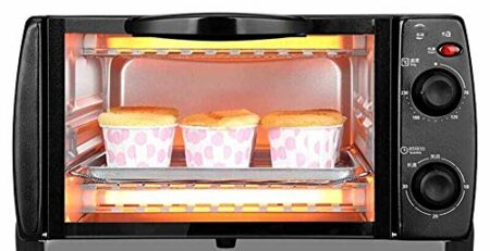 HUOGUOYIN Heißluftfritteuse Multifunktions-Mini Electric Backen Bäckerei Roast Ofen Grill Spiegelei Omelette Bratpfanne Frühstück Maschine Brot-Hersteller Toaster (Color : Black, Plug Type : EU)