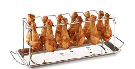 Hähnchenschenkel-Halter Grill-Zubehör Halterung Edelstahl für 12 Hähnchen-Keulen perfekt gegrillte Chicken-Wings klappbar