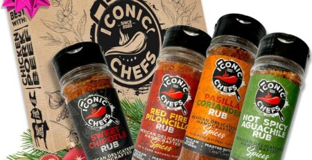 ICONIC CHEFS® Scharfes Chili Grillgewürze Geschenkset 100% aus MEXIKO - 4 Gewürze je 70g - BBQ Rub Gewürze Set - Grill Geschenke für Männer - Gewürze Geschenkset - BBQ Grill Gewürzset -Grill Gewürze