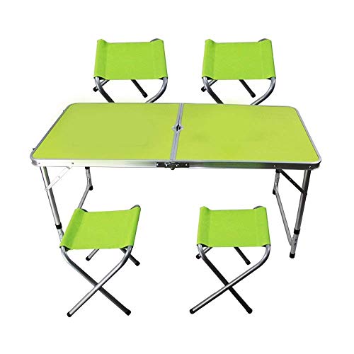 JJSFJH Aluminium Außenklapptisch Pendulum Barbecue Camping Zubehör kann über Klappstuhl beweglichen im Freien Picknick-Tisch Adjustable, Folding Camping Tisch mit 4 Stühlen