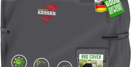 KESSER® Premium BBQ Grillabdeckung Gasgrill Grillhaube Abdeckung Wetterfest - für Weber, Brinkmann, Char Broil Grill Abdeckhaube Schutzhülle | 600D Oxford- Gewebe Reißfest | 132x66x109 cm | Anthrazit