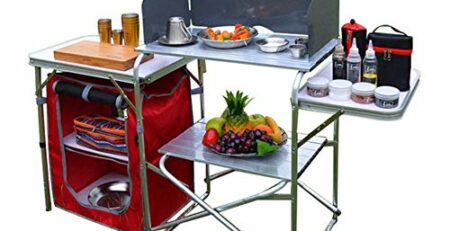 Klappbarer Camping-Tisch Tragbarer Picknicktisch Aluminiumlegierung 1680D Oxford-Stoff Mobiler Küchentisch Kochtisch Aufbewahrungstisch für Gartenpatio BBQ Party lili