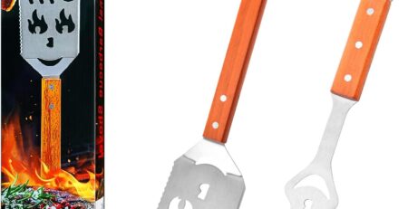 MARUKO Grillzubehör, 8 in 1 Grill Werkzeug Set, 42.5cm Grill Turner, BBQ Geschenke für Männer, Gabel, Säge, Flaschenöffner zum Grillen