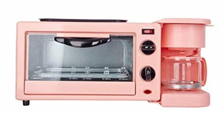Qinmo E-Ofen, Multifunktions-Frühstück Maschine, Non-Stick Bratpfanne Sandwich Hot Dog Toast Pizza Spiegelei Home Küche Elektro-Ofen (Farbe: Schwarz) (Farbe: Schwarz) (Größe: Pink), Größe: Rosa