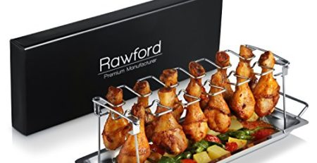 Rawford Hähnchenschenkel Halter mit Platz für 12 Keulen - Hähnchenkeulen Halter für perfekt gegrillte Chicken Wings - Zusammenlegbarer Hähnchenschenkelhalter aus Edelstahl - Leg Roaster (normal Size)
